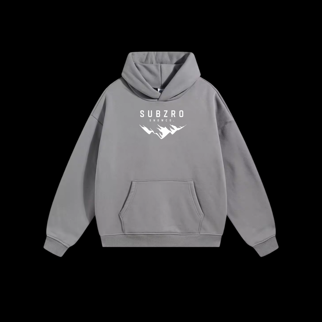 Gray fleeced hoodie with 'SUBZRO MOUNTAIN" with white text.