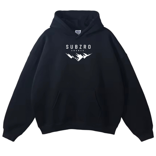 Black hoodie with 'SUBZRO MOUNTAIN LOGO' and white text. 