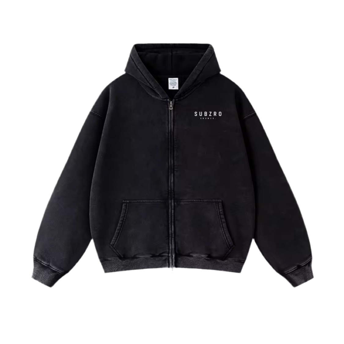 Black zip up with embroidered SUBZRO logo.